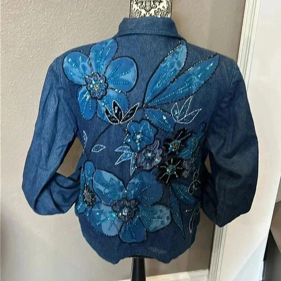 🌸Vintage Anage Women's Beaded/sequin Long Sleeve snap Front Jacket … - Picture 4 of 13